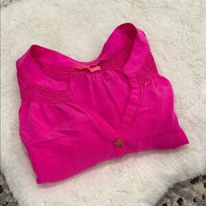 Lilly Pulitzer neon Pink Long Sleeve Blouse
